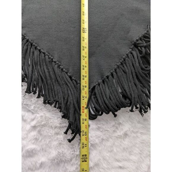 Calvin Klein Sweater Womens One Size Black Fringe Boho Southwest Poncho Western - Picture 9 of 10